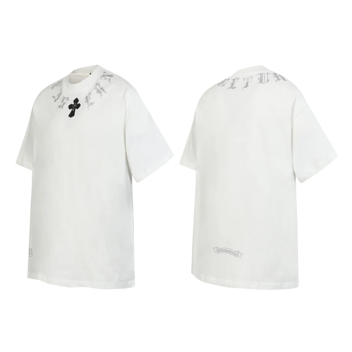 P160 Cross-border running quantity model, please do not place an order if you pursue quality -Chrome Hearts/Chrome Hearts Sanskrit hot diamond Sanskrit horseshoe explosive short-sleeved T-shirt -High weight, high density and high quality, soft, delicate and skin-friendly wool, soft and silky to the touch, excellent warmth and skin-friendly properties -Customized weaving and dyeing, no color difference, no matter the fabric or workmanship details, beat the ordinary version on the market -Colour: black white -Size: S M L XL